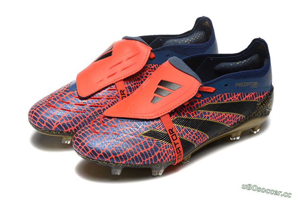 Men's Adidas Predator Elite 25 Foldover Tongue FG Firm Ground Low-Tops Football Boots - Red/Blue/Gold 5