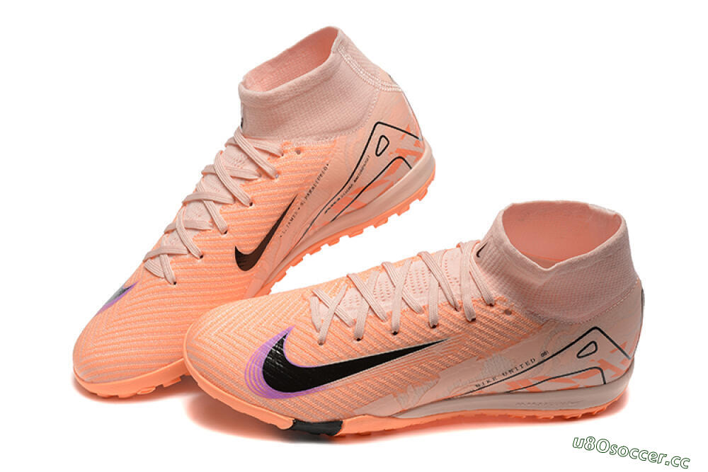 Men's Nike Air Zoom Mercurial Superfly 10 Elite TF Artificial Turf High-Tops Football Shoes - Pink/Purple/Black 6