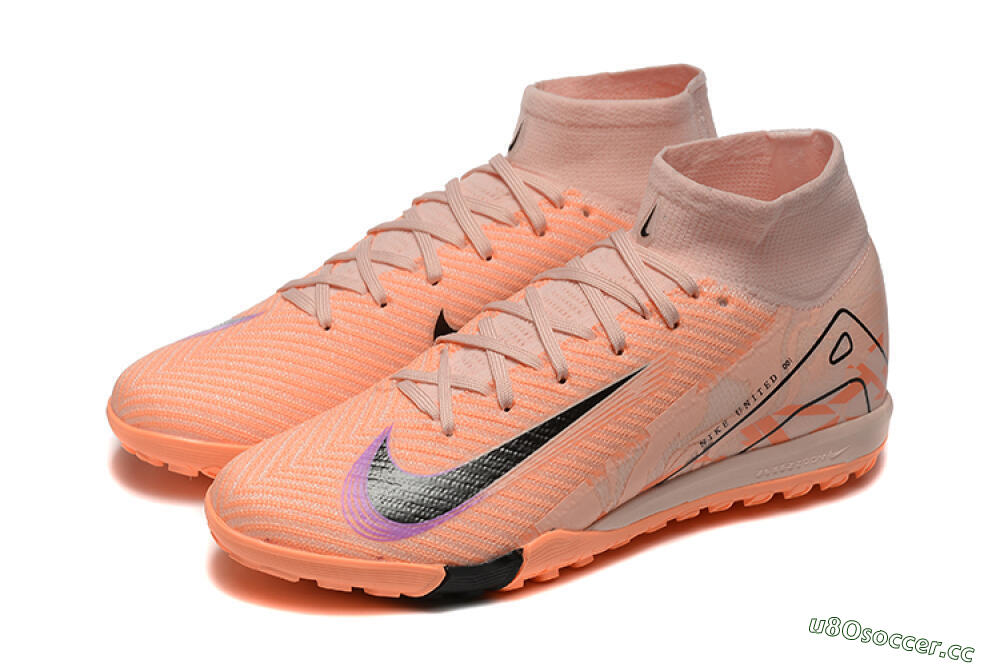 Men's Nike Air Zoom Mercurial Superfly 10 Elite TF Artificial Turf High-Tops Football Shoes - Pink/Purple/Black 5