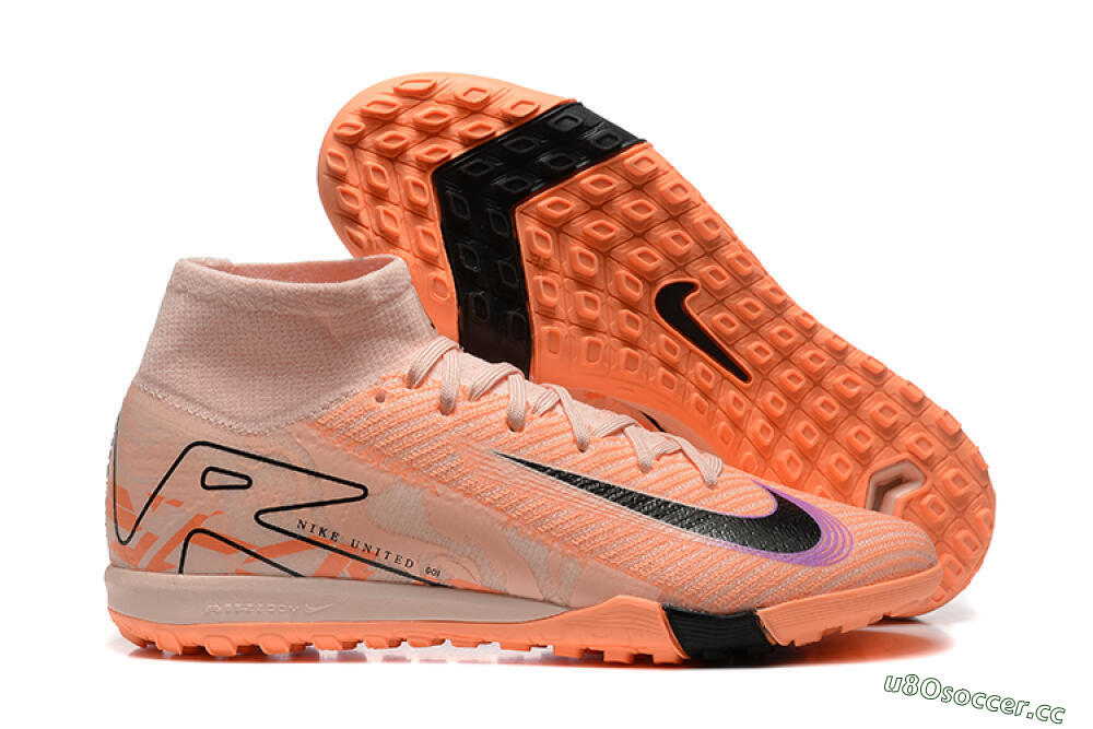 Men's Nike Air Zoom Mercurial Superfly 10 Elite TF Artificial Turf High-Tops Football Shoes - Pink/Purple/Black 2