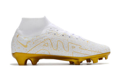 Men's Nike Air Zoom Mercurial Superfly 9 Elite FG Firm Ground High-Tops Football Boots - White/Gold