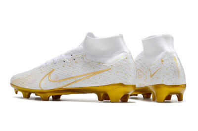 Men's Nike Air Zoom Mercurial Superfly 9 Elite FG Firm Ground High-Tops Football Boots - White/Gold