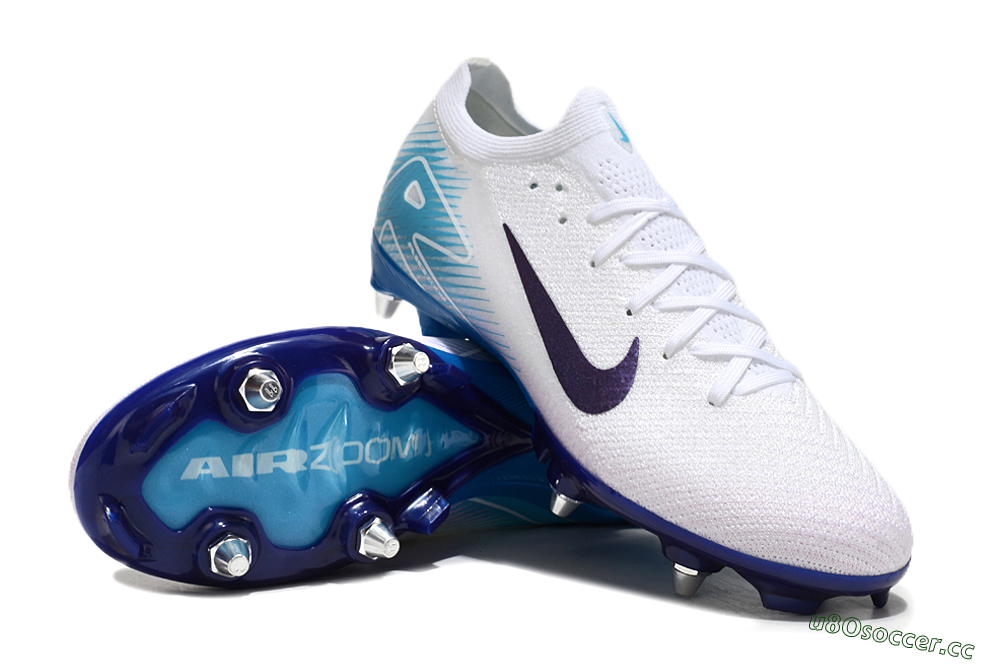 Men's Nike Air Zoom Mercurial Vapor 16 Elite SG Soft Ground Low-Tops Football Boots - White/Purple/Jade 3