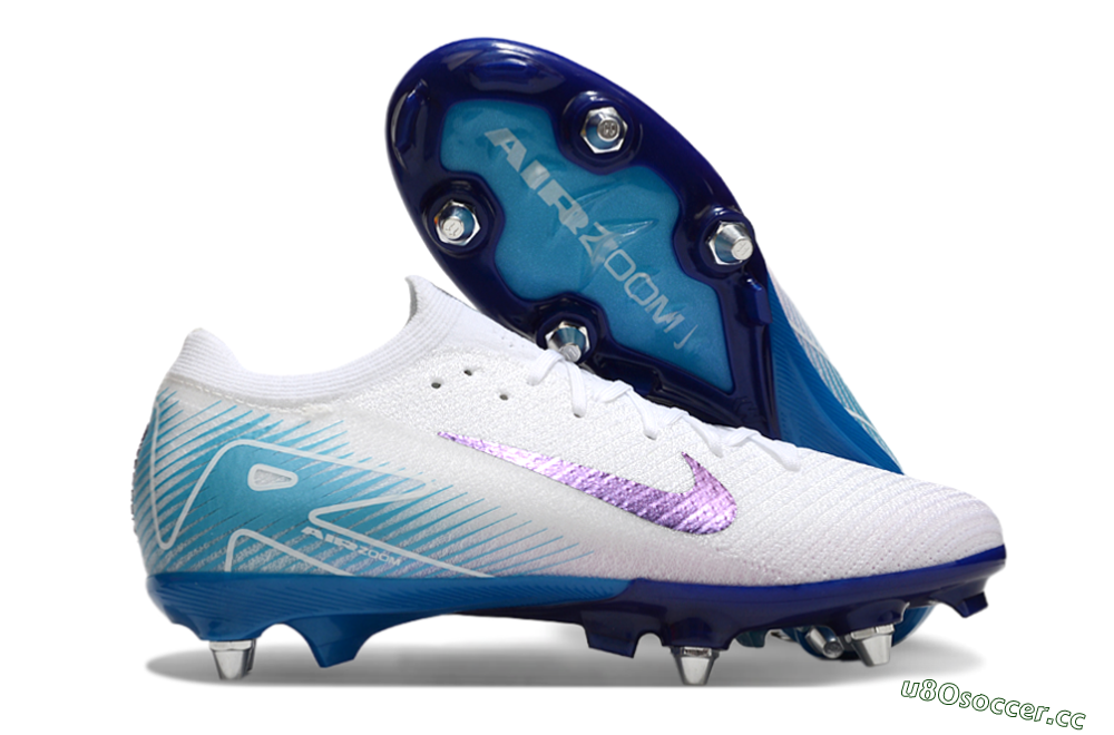 Men's Nike Air Zoom Mercurial Vapor 16 Elite SG Soft Ground Low-Tops Football Boots - White/Purple/Jade 2