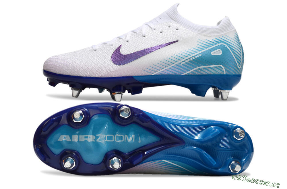 Men's Nike Air Zoom Mercurial Vapor 16 Elite SG Soft Ground Low-Tops Football Boots - White/Purple/Jade 1