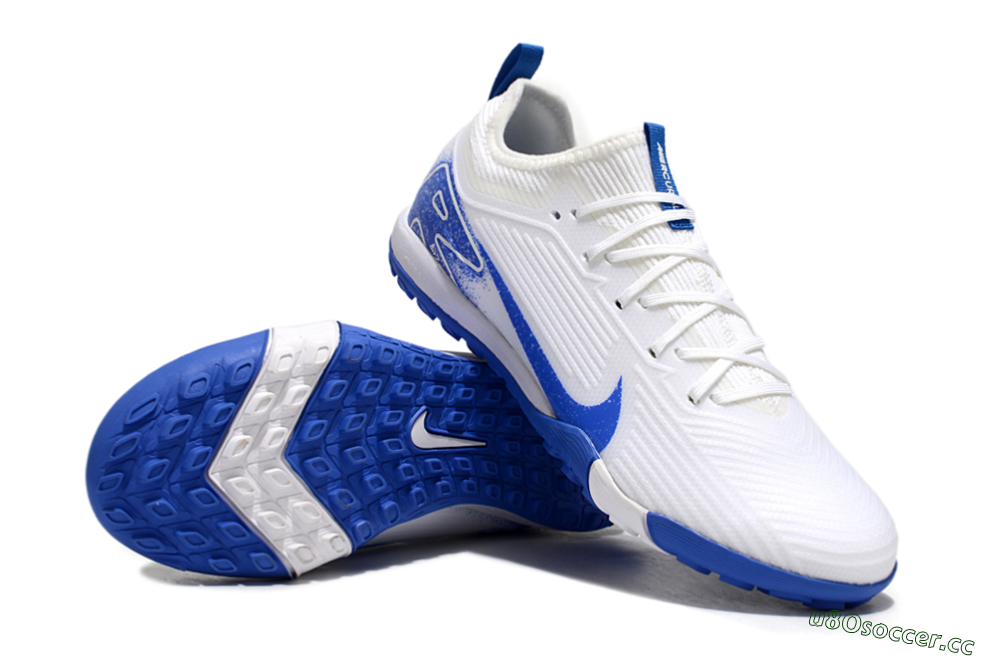 Unisex Nike Air Zoom Mercurial Vapor 16 Pro TF Artificial Turf Low-Tops Football Shoes - White/Blue 3