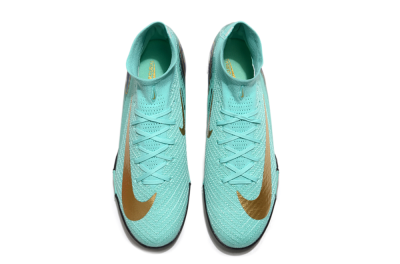 Unisex Nike Air Zoom Mercurial Superfly 10 Elite TF Artificial Turf High-Tops Football Shoes - Jade/Gold/Blue