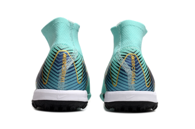 Unisex Nike Air Zoom Mercurial Superfly 10 Elite TF Artificial Turf High-Tops Football Shoes - Jade/Gold/Blue