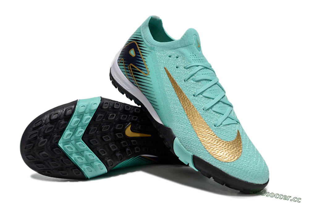 Unisex Nike Air Zoom Mercurial Vapor 16 Elite TF Artificial Turf Low-Tops Football Shoes - Jade/Gold/Blue 3