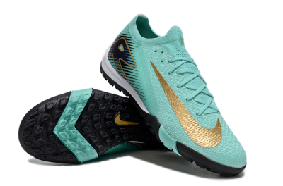 Unisex Nike Air Zoom Mercurial Vapor 16 Elite TF Artificial Turf Low-Tops Football Shoes - Jade/Gold/Blue