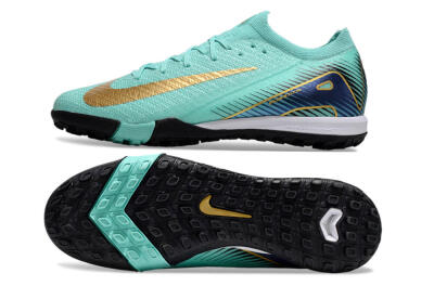 Unisex Nike Air Zoom Mercurial Vapor 16 Elite TF Artificial Turf Low-Tops Football Shoes - Jade/Gold/Blue