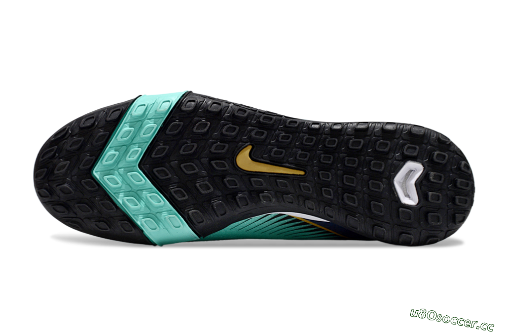 Unisex Nike Air Zoom Mercurial Vapor 16 Elite TF Artificial Turf Low-Tops Football Shoes - Jade/Gold/Blue 6