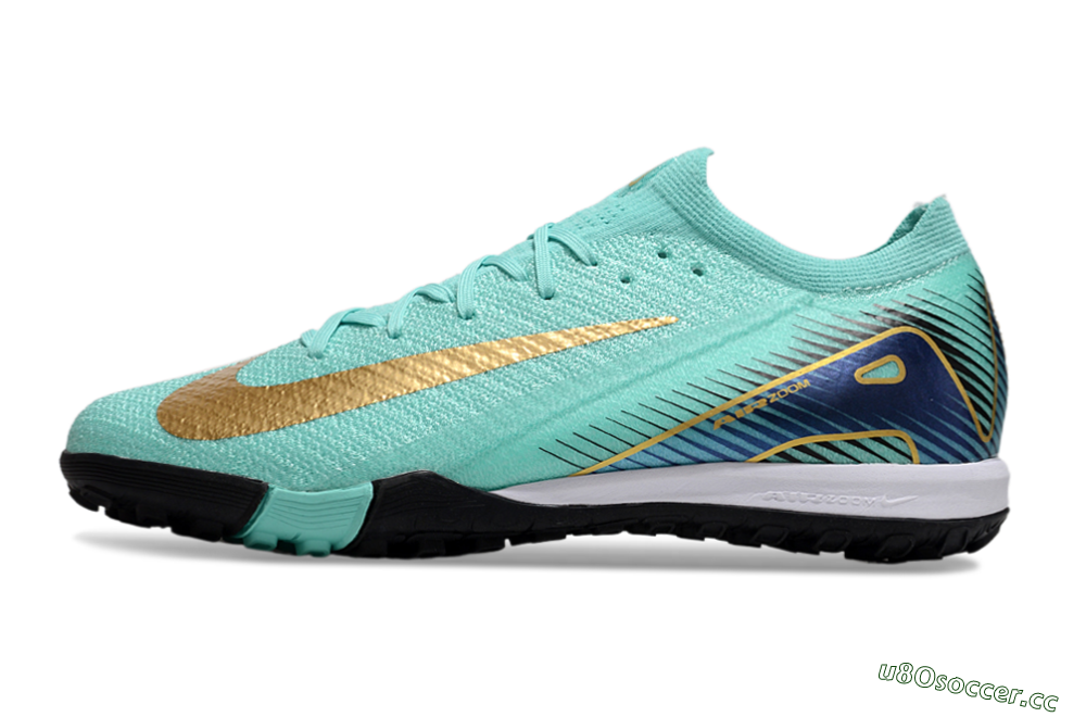Unisex Nike Air Zoom Mercurial Vapor 16 Elite TF Artificial Turf Low-Tops Football Shoes - Jade/Gold/Blue 0