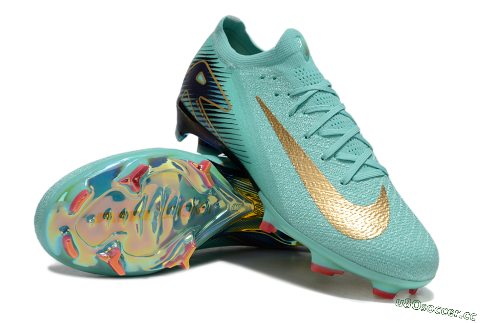 Unisex Nike Air Zoom Mercurial Vapor 16 Elite FG Firm Ground Low-Tops Football Boots - Jade/Gold/Blue 3