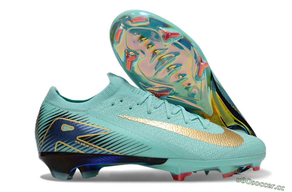Unisex Nike Air Zoom Mercurial Vapor 16 Elite FG Firm Ground Low-Tops Football Boots - Jade/Gold/Blue 2