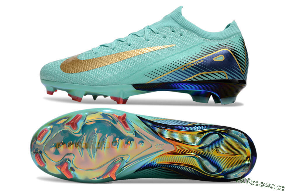 Unisex Nike Air Zoom Mercurial Vapor 16 Elite FG Firm Ground Low-Tops Football Boots - Jade/Gold/Blue 1