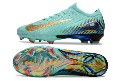 Unisex Nike Air Zoom Mercurial Vapor 16 Elite FG Firm Ground Low-Tops Football Boots - Jade/Gold/Blue