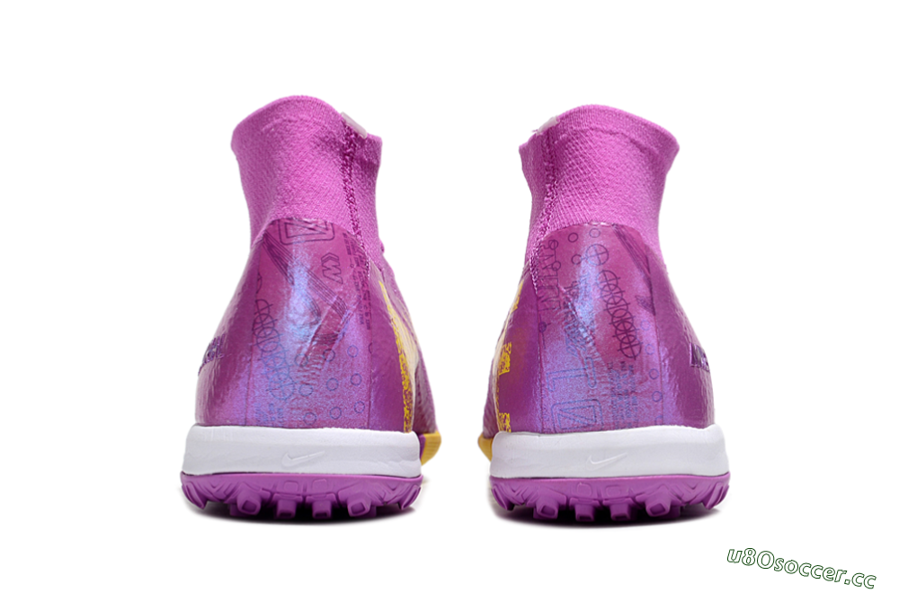 Unisex Nike Air Zoom Mercurial Superfly 10 Elite TF Artificial Turf High-Tops Football Shoes - Purple/Yellow/White 5