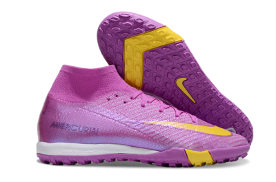 Unisex Nike Air Zoom Mercurial Superfly 10 Elite TF Artificial Turf High-Tops Football Shoes - Purple/Yellow/White