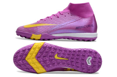 Unisex Nike Air Zoom Mercurial Superfly 10 Elite TF Artificial Turf High-Tops Football Shoes - Purple/Yellow/White