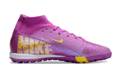 Unisex Nike Air Zoom Mercurial Superfly 10 Elite TF Artificial Turf High-Tops Football Shoes - Purple/Yellow/White