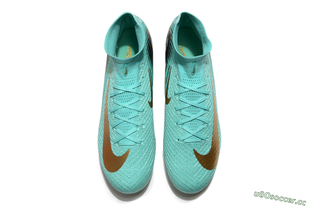 Unisex Nike Air Zoom Mercurial Superfly 10 Elite FG Firm Ground High-Tops Football Boots - Jade/Gold/Blue 4