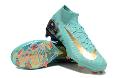 Unisex Nike Air Zoom Mercurial Superfly 10 Elite FG Firm Ground High-Tops Football Boots - Jade/Gold/Blue
