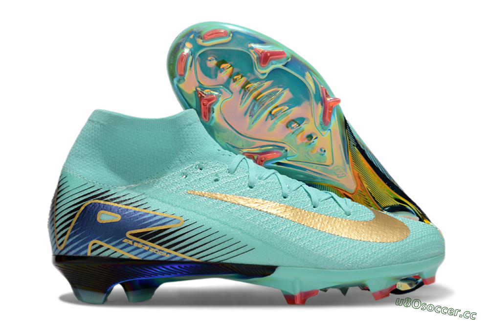 Unisex Nike Air Zoom Mercurial Superfly 10 Elite FG Firm Ground High-Tops Football Boots - Jade/Gold/Blue 2
