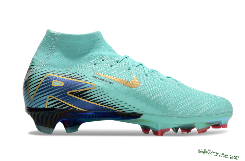 Unisex Nike Air Zoom Mercurial Superfly 10 Elite FG Firm Ground High-Tops Football Boots - Jade/Gold/Blue 7