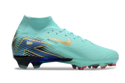 Unisex Nike Air Zoom Mercurial Superfly 10 Elite FG Firm Ground High-Tops Football Boots - Jade/Gold/Blue