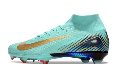Unisex Nike Air Zoom Mercurial Superfly 10 Elite FG Firm Ground High-Tops Football Boots - Jade/Gold/Blue