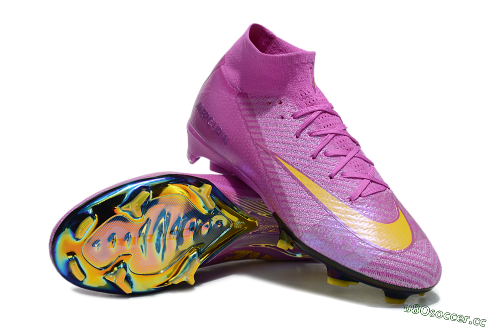 Unisex Nike Air Zoom Mercurial Superfly 10 Elite FG Firm Ground High-Tops Football Boots - Purple/Yellow/Gold 3