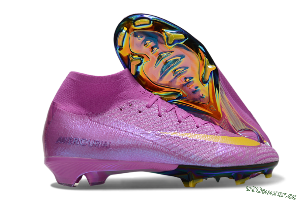 Unisex Nike Air Zoom Mercurial Superfly 10 Elite FG Firm Ground High-Tops Football Boots - Purple/Yellow/Gold 2