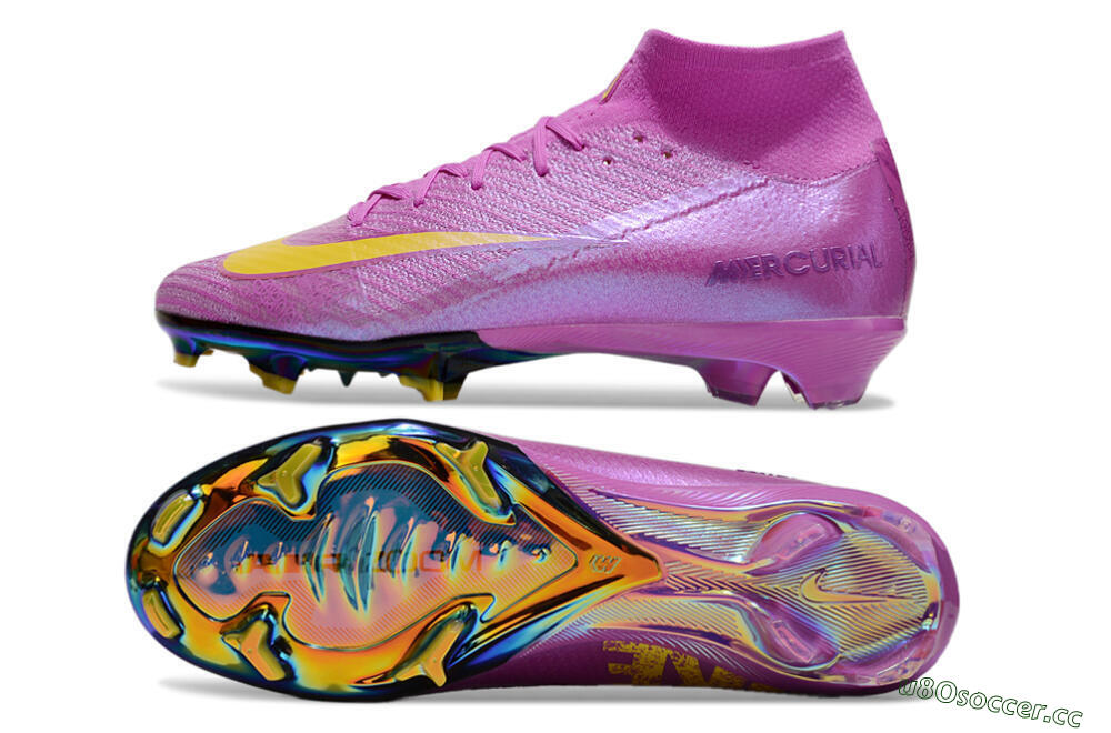 Unisex Nike Air Zoom Mercurial Superfly 10 Elite FG Firm Ground High-Tops Football Boots - Purple/Yellow/Gold 1