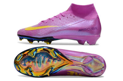 Unisex Nike Air Zoom Mercurial Superfly 10 Elite FG Firm Ground High-Tops Football Boots - Purple/Yellow/Gold