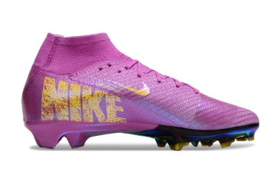 Unisex Nike Air Zoom Mercurial Superfly 10 Elite FG Firm Ground High-Tops Football Boots - Purple/Yellow/Gold