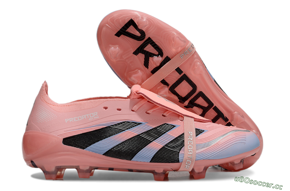 Unisex Adidas Predator Elite 25 Foldover Tongue FG Firm Ground Low-Tops Football Boots - Pink/Blue/Black 2