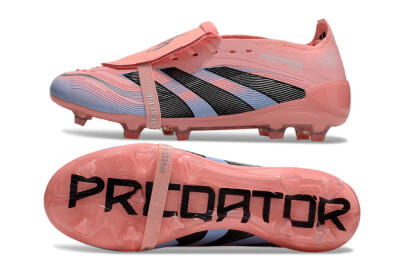 Unisex Adidas Predator Elite 25 Foldover Tongue FG Firm Ground Low-Tops Football Boots - Pink/Blue/Black