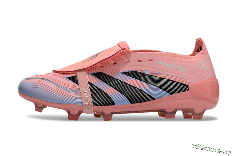 Unisex Adidas Predator Elite 25 Foldover Tongue FG Firm Ground Low-Tops Football Boots - Pink/Blue/Black 0