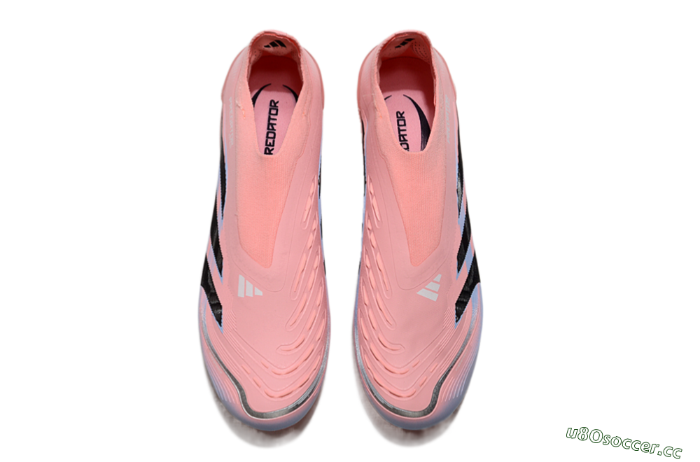 Unisex Adidas Predator Laceless Elite 25 FG Firm Ground Low-Tops Football Boots - Pink/Blue/Black 4