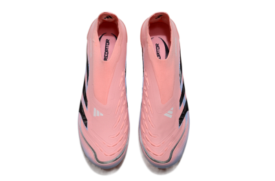 Unisex Adidas Predator Laceless Elite 25 FG Firm Ground Low-Tops Football Boots - Pink/Blue/Black