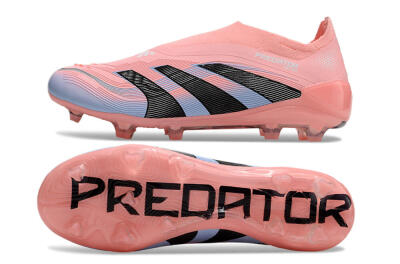 Unisex Adidas Predator Laceless Elite 25 FG Firm Ground Low-Tops Football Boots - Pink/Blue/Black