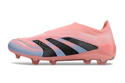 Unisex Adidas Predator Laceless Elite 25 FG Firm Ground Low-Tops Football Boots - Pink/Blue/Black