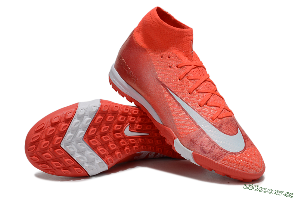 Unisex Nike Air Zoom Mercurial Superfly 10 Elite TF Artificial Turf High-Tops Football Shoes - Red/White 3