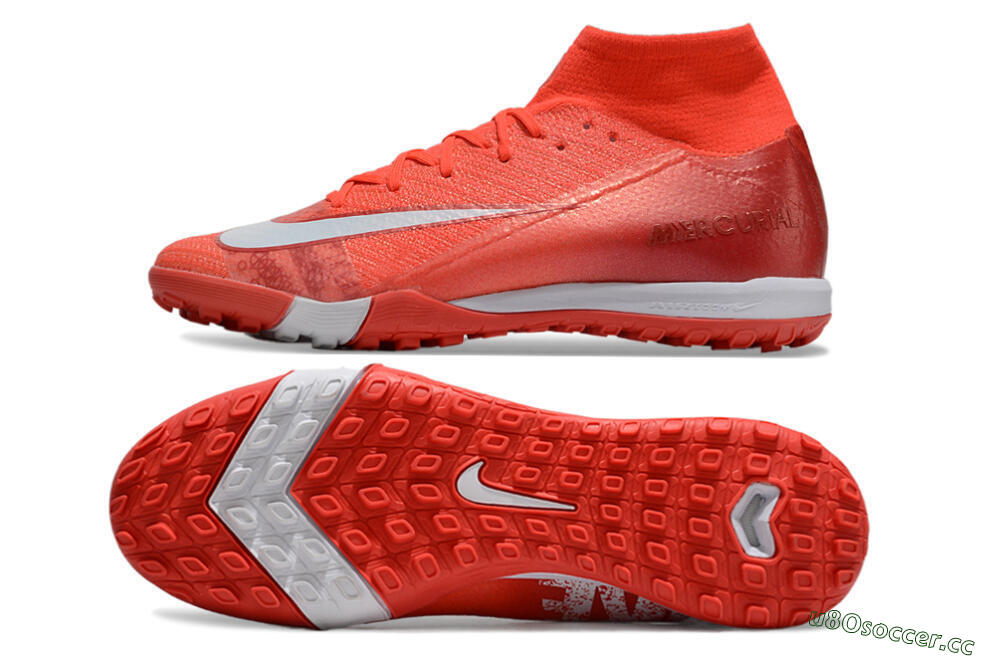 Unisex Nike Air Zoom Mercurial Superfly 10 Elite TF Artificial Turf High-Tops Football Shoes - Red/White 1
