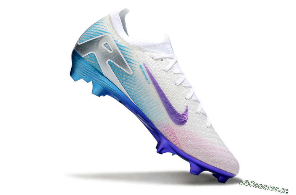 Unisex Nike Air Zoom Mercurial Vapor 16 Elite FG Firm Ground Low-Tops Football Boots - White/Purple/Pink/Jade 5