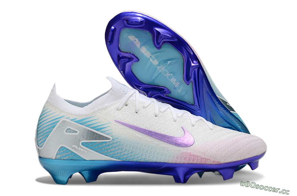 Unisex Nike Air Zoom Mercurial Vapor 16 Elite FG Firm Ground Low-Tops Football Boots - White/Purple/Pink/Jade 2