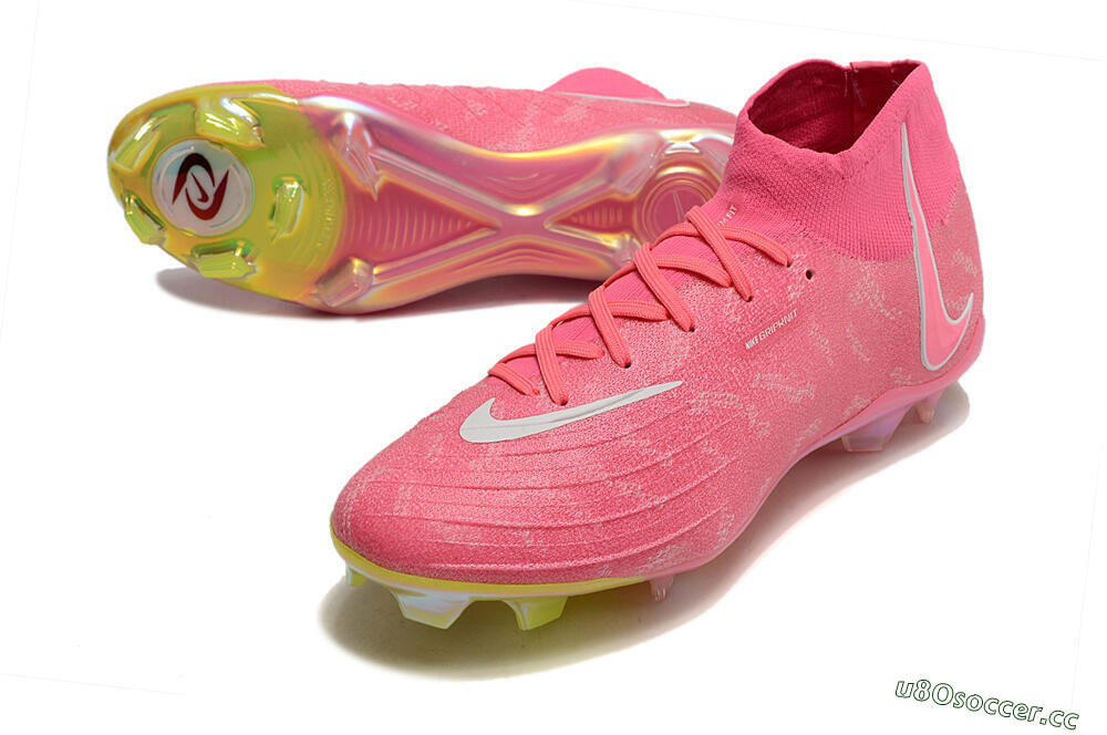 Unisex Nike Phantom Luna Elite FG Firm Ground High-Tops Football Boots - Pink/White/Yellow 3