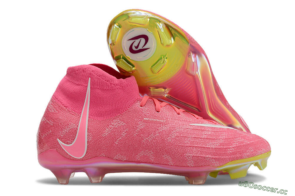 Unisex Nike Phantom Luna Elite FG Firm Ground High-Tops Football Boots - Pink/White/Yellow 2
