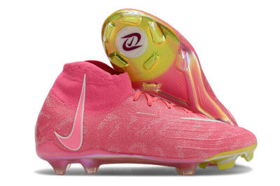 Unisex Nike Phantom Luna Elite FG Firm Ground High-Tops Football Boots - Pink/White/Yellow